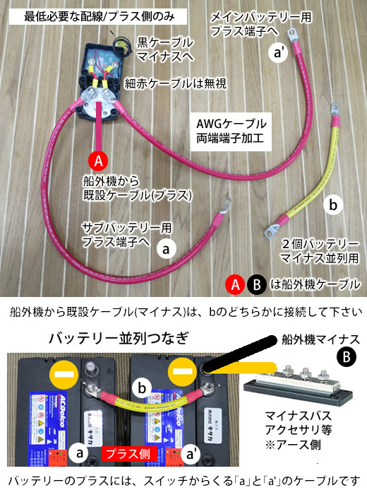 Marine J Com 円 Bep Marine 船外機１基用ツインスイッチ付コンバイナー 105aバッテリー２個